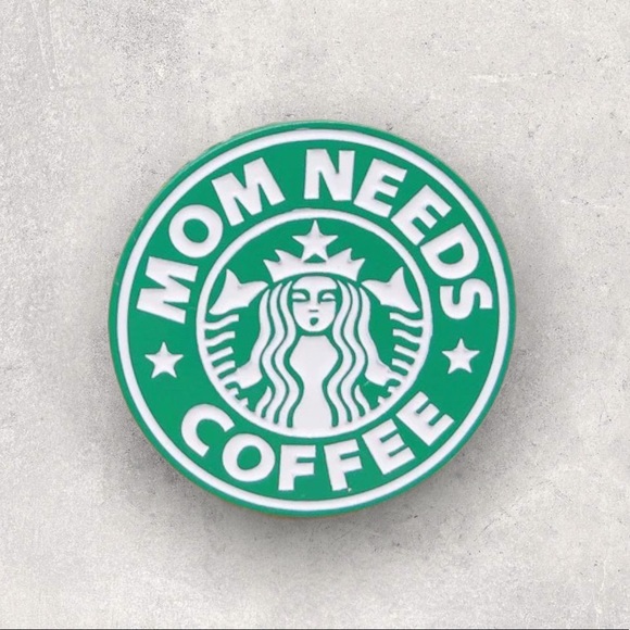 Jewelry - *2 FOR $13* Mom Needs Coffee Starbucks Round Enamel Pin Brooch